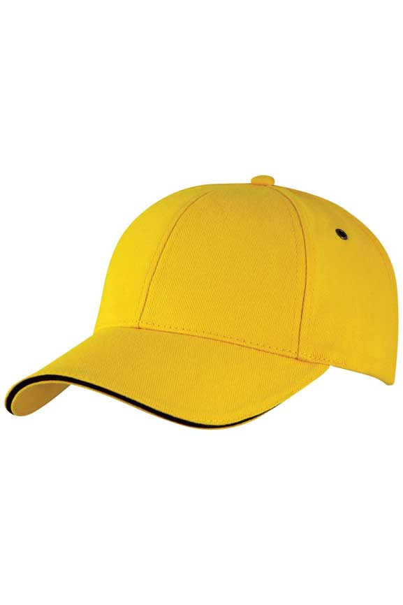 yellow and black cap