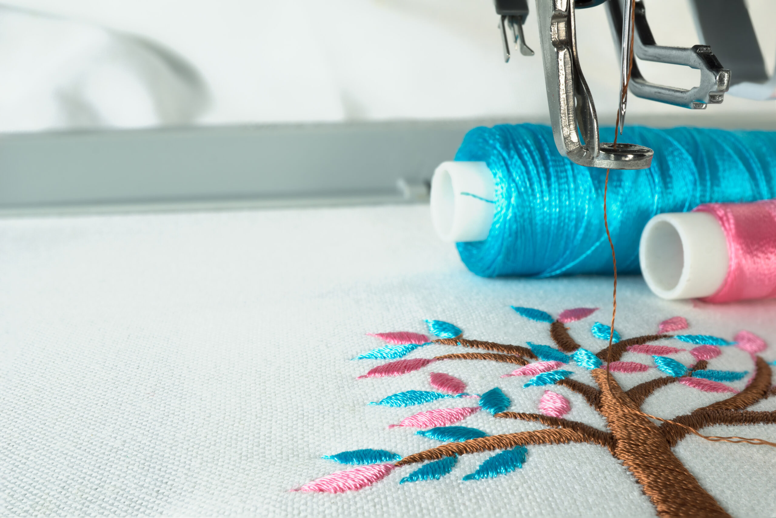 Embroidery machine stitching a design in Sunshine Coast